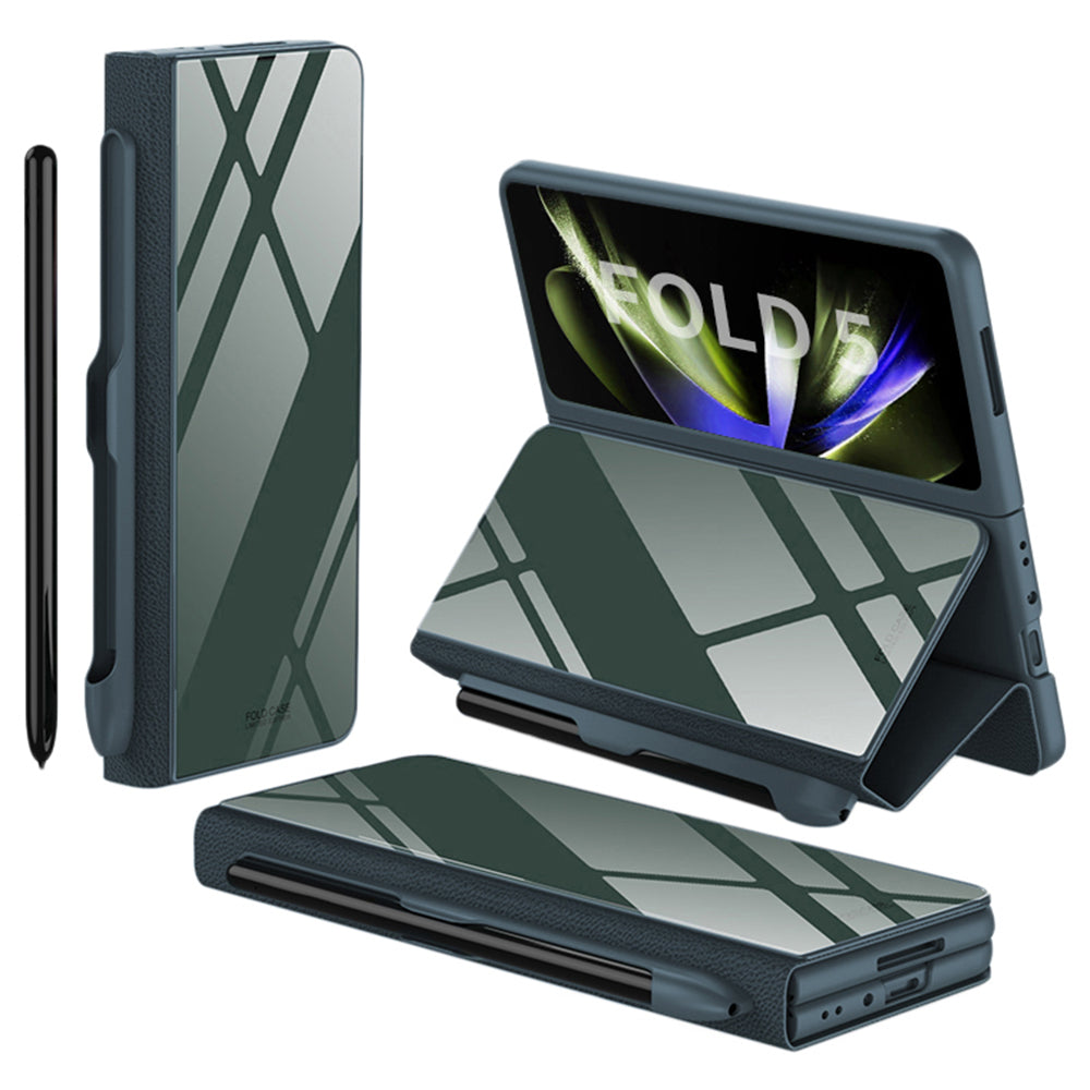 GKK For Samsung Galaxy Z Fold5 5G Pattern Printed Cover PU Leather Tempered Glass PC Pen Slot Phone Case (without Screen Protector) GKK For Samsung Galaxy Z Fold5 5G Pattern Printed Cover PU Leather Tempered Glass PC Pen Slot Phone Case (without Screen Protector)